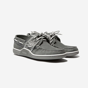 GLOBEK Men's Boat Shoes Grey Nubuck Leather