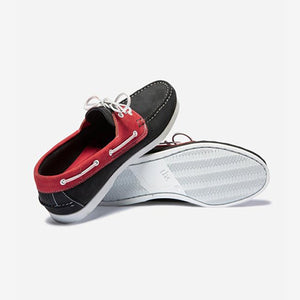 Men's Boat Shoes Sole Grip Leather Red and Blue