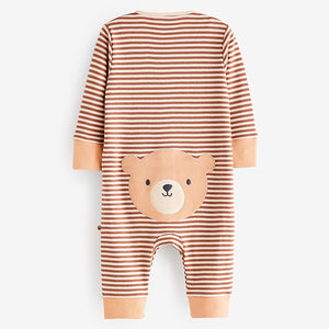 Tan Brown Cotton Sleepsuits 2 Pack (0mths-2yrs)