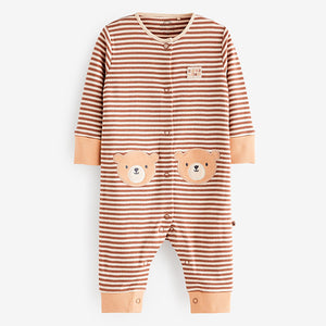 Tan Brown Cotton Sleepsuits 2 Pack (0mths-2yrs)