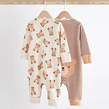 Load image into Gallery viewer, Tan Brown Cotton Sleepsuits 2 Pack (0mths-2yrs)
