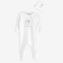 Load image into Gallery viewer, White I&#39;m New Here Single Sleepsuit (0-9mths)
