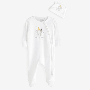 White I'm New Here Single Sleepsuit (0-9mths)