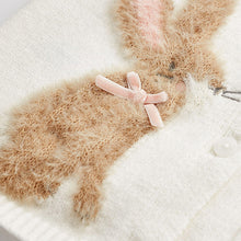 Load image into Gallery viewer, Ecru White Embroidered Bunny Baby Knitted Cardigan (0mths-18mths)
