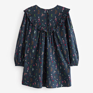 Navy Blue Floral Printed Dress (3yrs-12yrs)