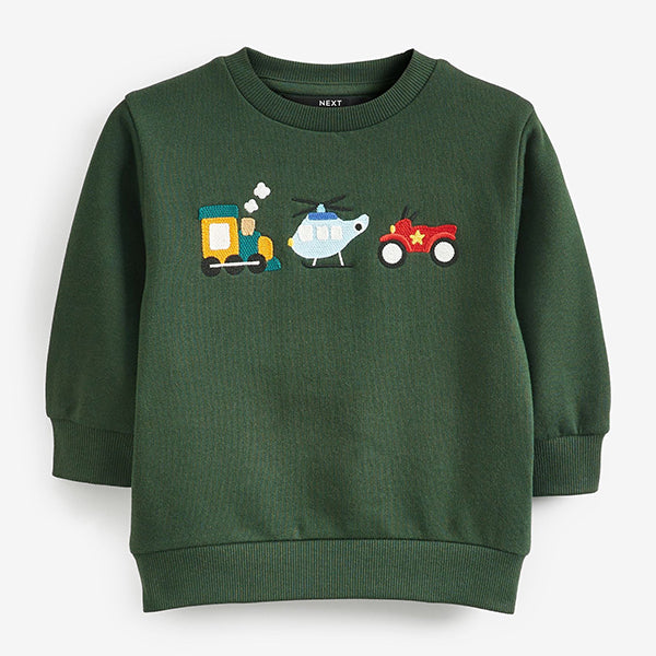 Green Vehicules Appliqué Sweatshirt (3mths-6yrs)