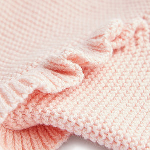 Soft Pink Baby Frill Shoulder Knitted Cardigan (0mths-18mths)