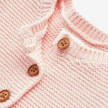 Load image into Gallery viewer, Soft Pink Baby Frill Shoulder Knitted Cardigan (0mths-18mths)
