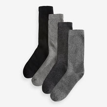 Load image into Gallery viewer, Grey/Black Heavyweight Socks 4 Pack

