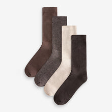 Load image into Gallery viewer, Cream/Brown Heavyweight Socks 4 Pack
