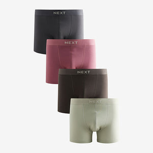 Pink/Green/Slate Grey Cotton Rich Boxers 4 Pack