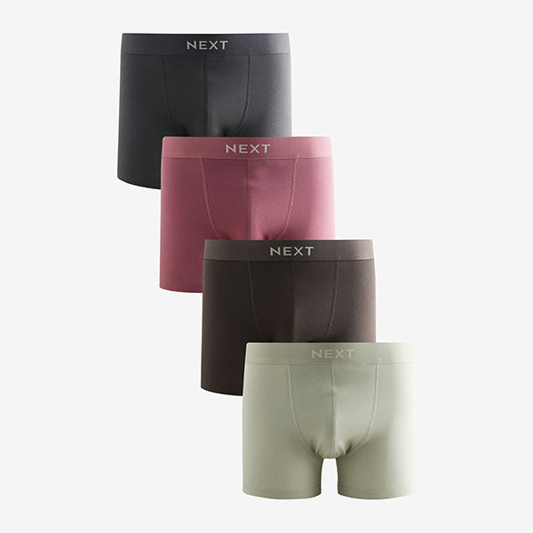 Pink/Green/Slate Grey Cotton Rich Boxers 4 Pack