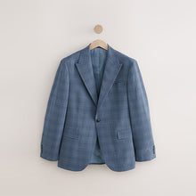 Load image into Gallery viewer, Blue Tailored Fit Wool Blend Check Jacket
