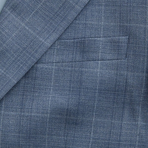 Blue Tailored Fit Wool Blend Check Jacket