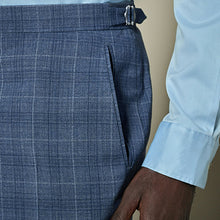 Load image into Gallery viewer, Blue Tailored Fit Wool Blend Check Trousers
