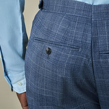 Load image into Gallery viewer, Blue Tailored Fit Wool Blend Check Trousers
