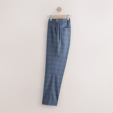 Load image into Gallery viewer, Blue Tailored Fit Wool Blend Check Trousers
