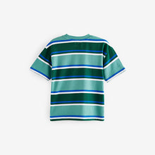 Load image into Gallery viewer, Blue/Green Relaxed Fit Stripe Heavyweight Short Sleeve T-Shirt
