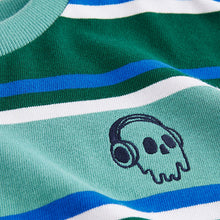 Load image into Gallery viewer, Blue/Green Relaxed Fit Stripe Heavyweight Short Sleeve T-Shirt
