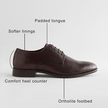 Load image into Gallery viewer, Brown Standard Fit Leather Plain Derby Shoes
