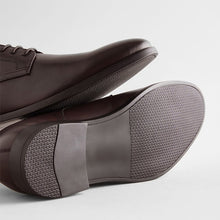 Load image into Gallery viewer, Brown Standard Fit Leather Plain Derby Shoes
