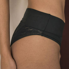 Load image into Gallery viewer, Black High Leg Ultimate Comfort Lace Trim Modal Brief

