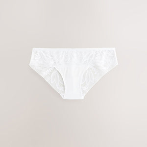 White Brazilian Lace And Microfibre Knickers