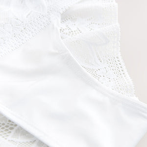 White Brazilian Lace And Microfibre Knickers
