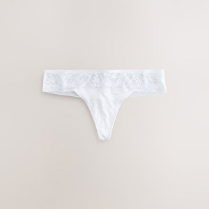 White Thong Lace And Microfibre Knickers