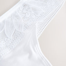 Load image into Gallery viewer, White Thong Lace And Microfibre Knickers

