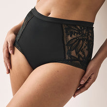 Load image into Gallery viewer, Black High Rise Lace And Microfibre Knickers
