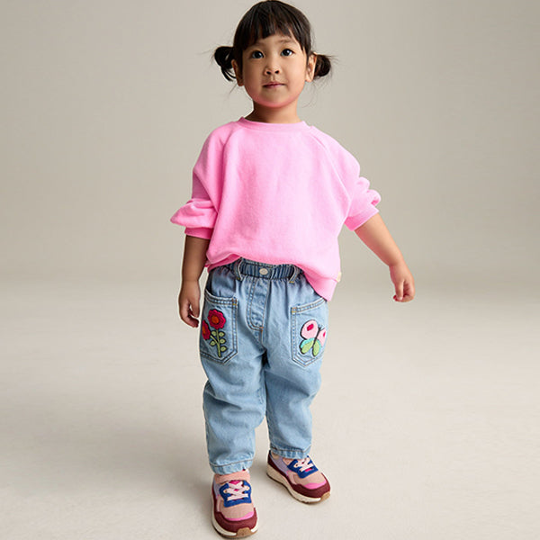 Denim Boucle Butterfly Embellished 100% Cotton Jeans (3mths-6yrs)