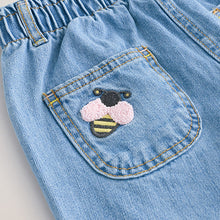 Load image into Gallery viewer, Denim Boucle Butterfly Embellished 100% Cotton Jeans (3mths-6yrs)
