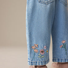 Load image into Gallery viewer, Denim Floral Print Embroidered Barrel-Leg Jeans (3mths-6yrs)
