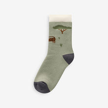 Load image into Gallery viewer, Safari Animals Cosy Terry Cotton Rich Socks 5 Pack
