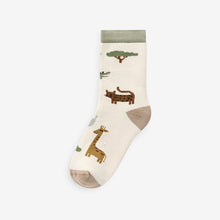 Load image into Gallery viewer, Safari Animals Cosy Terry Cotton Rich Socks 5 Pack
