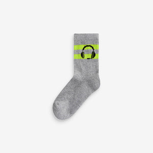Gamer Headphone Cushioned Footbed Cotton Rich Ribbed Socks 3 Pack