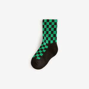 Checkerboard Cushioned Footbed Cotton Rich Ribbed Socks 3 Pack