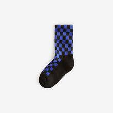 Load image into Gallery viewer, Checkerboard Cushioned Footbed Cotton Rich Ribbed Socks 3 Pack
