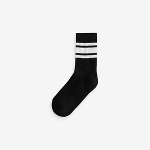 Blue/Green/White Cushioned Footbed Cotton Rich Ribbed Tipped Socks 5 Pack