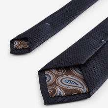 Load image into Gallery viewer, Dark Blue Slim Textured Tie And Clip Set
