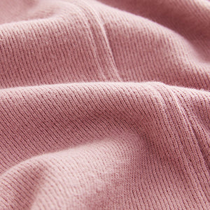 Blush Pink Cosy Soft Touch Rib Seam Detail Crew Neck Jumper