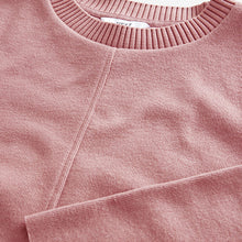 Load image into Gallery viewer, Blush Pink Cosy Soft Touch Rib Seam Detail Crew Neck Jumper
