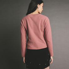 Load image into Gallery viewer, Blush Pink Cosy Soft Touch Rib Seam Detail Crew Neck Jumper
