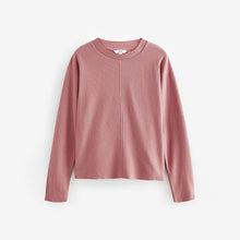 Load image into Gallery viewer, Blush Pink Cosy Soft Touch Rib Seam Detail Crew Neck Jumper
