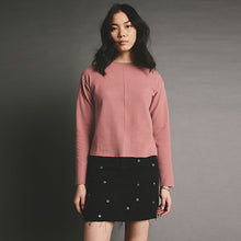 Load image into Gallery viewer, Blush Pink Cosy Soft Touch Rib Seam Detail Crew Neck Jumper
