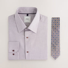 Load image into Gallery viewer, Damson Pink Slim Fit Shirt And Tie Set
