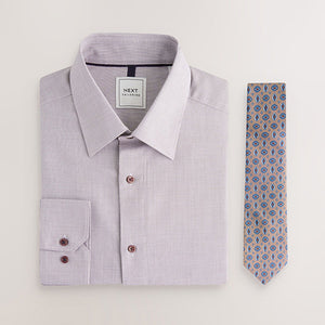 Damson Pink Slim Fit Shirt And Tie Set