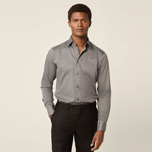 Load image into Gallery viewer, Dark Grey Slim Fit Easy Care Textured Single Cuff Smart Shirt
