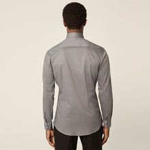 Load image into Gallery viewer, Dark Grey Slim Fit Easy Care Textured Single Cuff Smart Shirt
